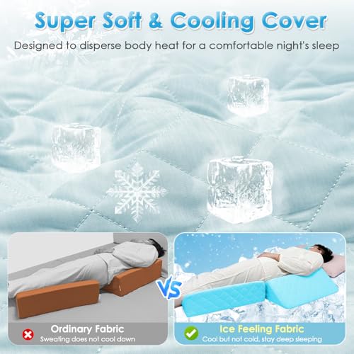 NEPPT Wedge Pillow Body Position Wedges Back Positioning Elevation Pillow Case Pregnancy Bedroom Eevated Body Alignment Ankle Support Pillow Leg Bolster (3-in-1 Cooling) - color: 3-in-1 Cooling