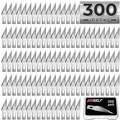 DIYSELF 300 PCS Exacto Knife Blades 11, Craft Hobby Knife Exacto Blades | High Carbon Steel Exacto Blades, Craft Knife Blade, #11 Exacto Knife Refill Blade with Storage Case for Scrapbooking, Stencil - size: 300pack #11 Blades