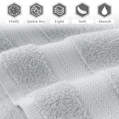 VOOVA & MOVAS Light Gray Hand Towels 2 Pack, 100% Cotton, 13x29 in | Lightweight Ultra Soft & Highly Absorbent, Quick Dry, Built-in Hanging Loop, Great for Home, Gym & Hotel - color: Lightgray