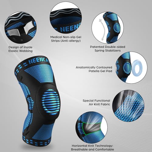 NEENCA Professional Knee Brace, Medical Knee Support for Women & Men Relief - color: Blue, size: X-Small