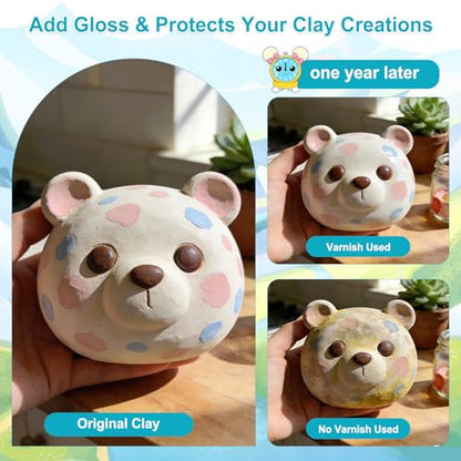 Lezmarket 200ml Air Dry Clay Glaze and 48 Pcs Clay Tools Kit, (Gloss) | Provide Gloss Finish, Protects Clay from Surface Wear, Used for Sculpting, Molding Clay Crafts