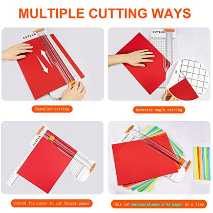 Evteck Paper Cutter 12 Inch Paper Trimmer Slider Crafting Scrapbooking Supplies for A4 Vinyl Photo Cardstock with Security Blade and Foldable Ruler - color: White
