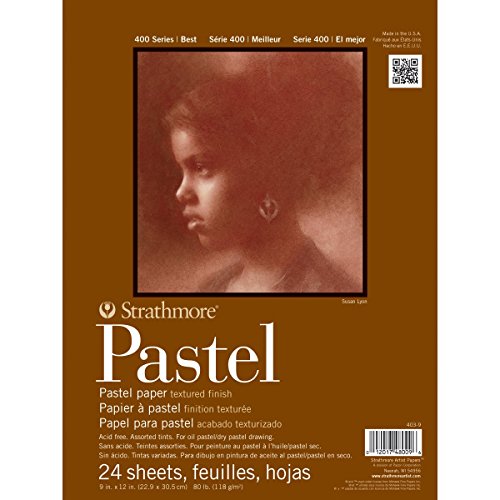 Strathmore 400 Series Tape Bound Pastel Pad, 80 lb. Textured Surface, 9 X 12 inches, Assorted Colors, 24 Sheets (403-9) - size: 9x12