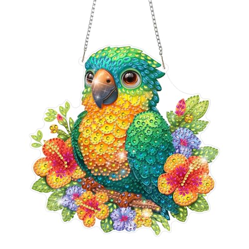 MAXBYE Diamond Art Kits Hanging Bird Pendant, DIY 5D Special Shaped Diamond Painting Craft Gem Art Rhinestone for Adults and Home Window Door Decor 8×8 Inch - color: Bird
