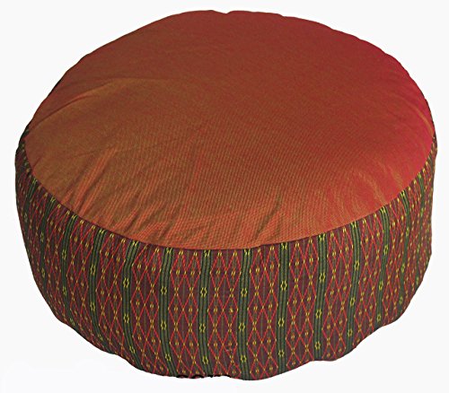 분장식 명상 쿠션 Zafu 베개 - 버밀 및 카포 필 - 글로벌 패턴 - color: Global Weave Saffron