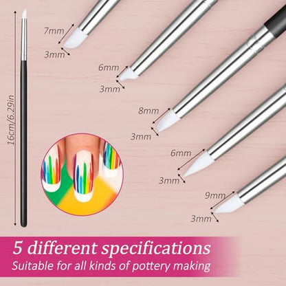 15 Pcs Silicone Clay Sculpting Tools, Double-Ended Dotting Tool, Pottery Tool, Clays Tools Kit with for Clay Sculpting, Painting, Modeling