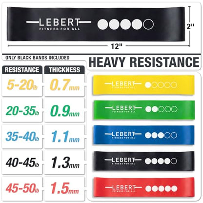 Lebert Mini Resistance Bands – 5 or 10 Pack Loop Bands - color: e) Black 10 Pack