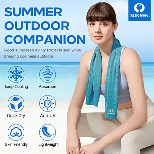 Sukeen 4 Pack Cooling Towels (40"x 12"), Cooling Neck Wraps, Soft Ice Towel | Lightweight,Absorb moisture,Long Last,Mesh Breathable for Sports,Outdoors,Yoga,Tennis,Golf,Running,Gym,Camping,Campus,Travel - color: Dark Blue/Green/Lake Blue/Pink