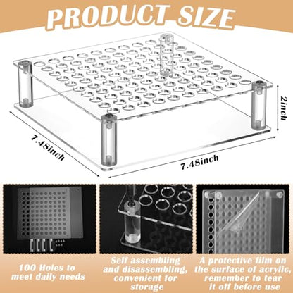 Honeydak 100 Holes Acrylic Pen Display Holder Clear Pen Desk Organizer Plastic Pencil Display Stand Rack for Paint Brushes Markers Makeup Brush Home Office Storage