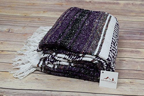 Open Road Goods Purple Mexican Blanket - Authentic Serape Falsa Blanket - Handmade - color: Purple