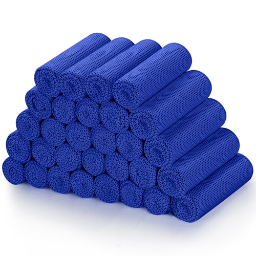 Cooling Towels (40"x 12", Pack of 30) for Neck and Face Hot Weather | Sports, Workout, Fitness, Gym, Yoga, Golf, Pilates, Travel, Camping & More - color: Dark Blue 30