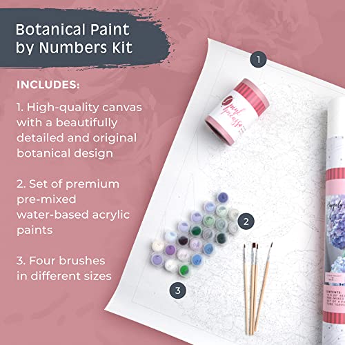 Pink Picasso Paint by Number Kit, Adults & Teens,16x20, Happily Hydrangea | Botanical Floral Collection, Acrylic Paints and Brushes included, Pre-printed high quality canvas, DIY art kit, Gift-ready - color: Happily Hydrangea