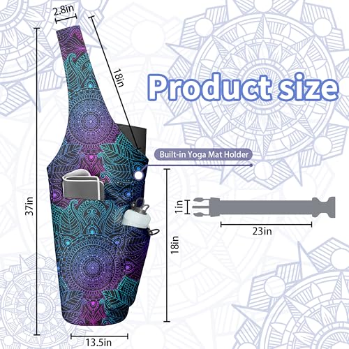 Yoga Bag for Women, Large Yoga Mat Bag Tote Carrier with Wet Dry Pocket | Water Bottle Holder & Adjustable Strap, Fits 1/2" Thick Yoga Mat for Gym, Pilates, Travel, Work - color: YOGA-07