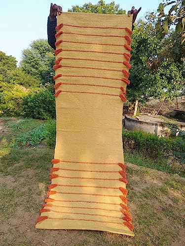 Jaipur art & Rugs Cotton Yoga Mat - Eco-Friendly Hand-Woven Rug - Non Slip & Thick (24”x72”x5mm) for Everyday Fitness at Home - Comfortable Extra-Long - color: Red Yellow