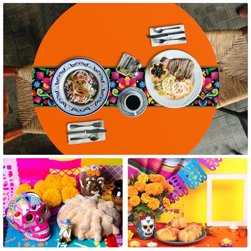 Oudain 6 Pcs Mexican Round Tablecloth 84 Inch Table Cover, Multicolor - color: Multi Color
