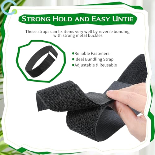 Hook and Loop Straps, 2'' x 49ft Fastening Cinch Straps with 50 Metal Buckles, Cut to Length, Heavy Duty, Reusable Cable Strap, Cord Strap for Storage and Organization