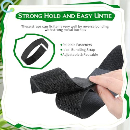 Hook and Loop Straps, 2'' x 49ft Fastening Cinch Straps with 50 Metal Buckles, Cut to Length, Heavy Duty, Reusable Cable Strap, Cord Strap for Storage and Organization