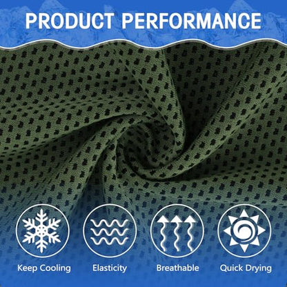 Hosuly 15 Pcs Cooling Towels 40" x 12", Olive Green - color: Olive Green