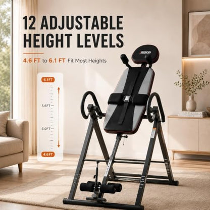 HARISON Inversion Table for Back Pain Relief, Decompression Back Stretcher | Strength Training Inversion Equipment with Safe Belt, Comfortable Ankle Holders, 300 350 lbs, Easy Assembly - color: Gray-Black
