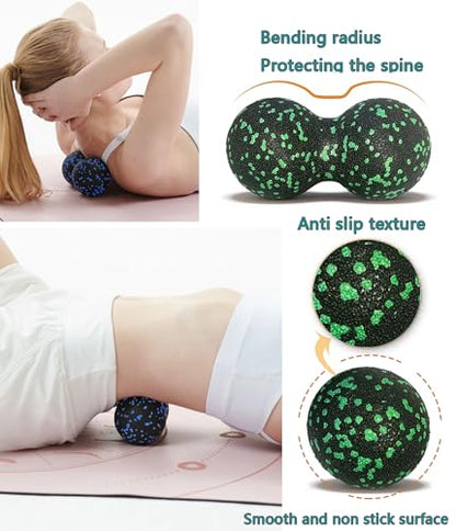 Peanut Massage Ball, Double Lacrosse Foam Roller for Physical Therapy, Firm | Deep Tissue Exercise, Myofascial Release, Muscle Knots Acupoint Relief, Trigger Point Tool for Neck Back Feet Waist Pain