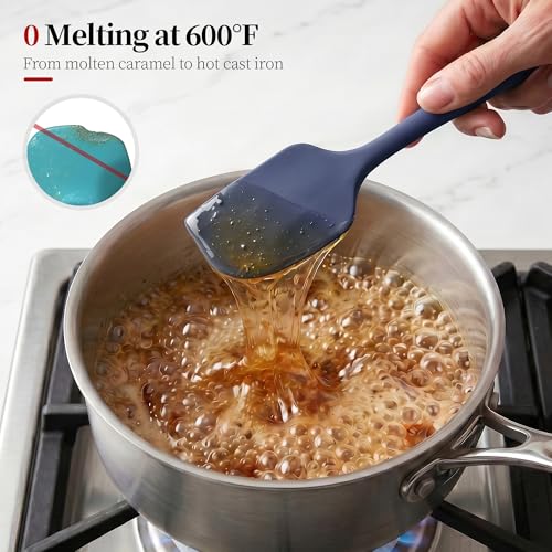 600ºF Heat Resistant Large Baking Silicone Spatula, Midnight Blue | 11.34in High Heat Food Safe Flexible Kitchen Silicone Scraper for Cooking Mixing Scraping Stirring Nonstick Cookware Pan Bowl - color: Midnight Blue, size: 11.34in - Large Spatula