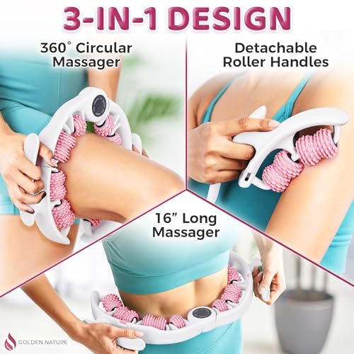 Cellulite Massage Roller - Anticellulite Massager for Thighs, Neck & Body - Fascia Massage Tool with Detachable Rollers - Handheld Lymphatic Drainage Tool for Deep Tissue Exercise