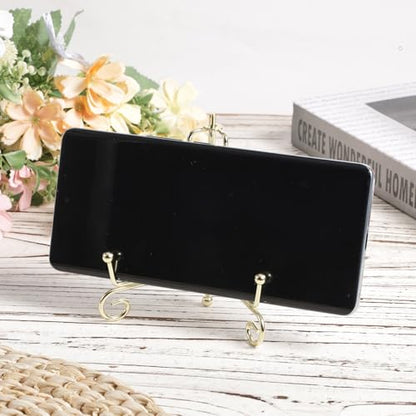 3pcs Plate Holder Easel Display Stand, 4.17x2.56in/10.6x6.5cm Metal Displaying Stand Table Decorative Easel for Tabletop Picture Frames Photos Wedding Cards Sign Posters Cavas Decorative(Gold )