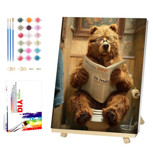 Reivworl Beer Paint by Numbers Kit for Adults Beginner 16×20 inch | Beer Paint by Number Kits 16×20 inch, Crafts on Canvas with Gifts. - color: 04-Bear Frame