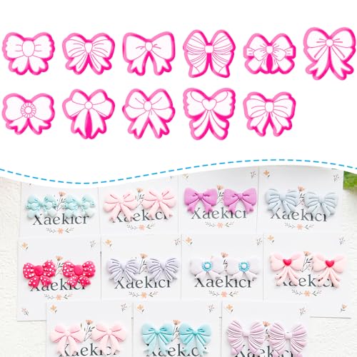 11-Piece Bow Shape Clay Cutters Set - Pink Craft Stencils for DIY Modeling Compound, Polymer Clay, and Scrapbooking, Creative Design Tools for Hobbyists and Makers - color: I color