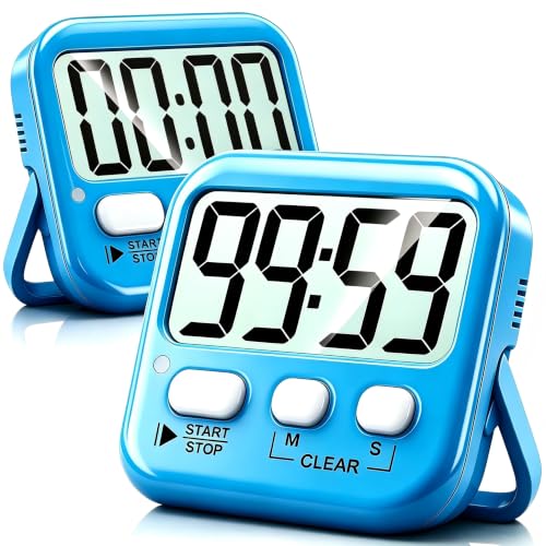 Antonki 2 Pack Digital Timer for Kids Classroom Kitchen Timers for Cooking | w/ Battery, Easy to View, Alarm, Mute Mode, Count Down/Up, Magnetic, Kickstand, Hanging, Classroom Timer for Teacher Supplies - color: DL