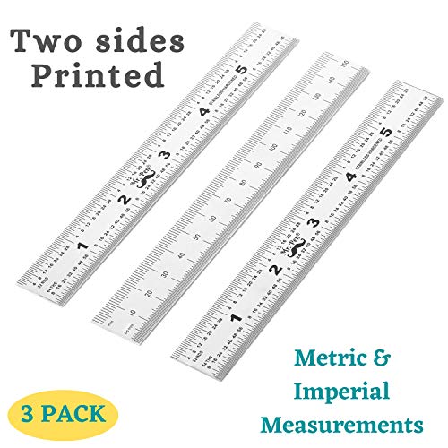 Mr. Pen- Machinist Ruler, 3 Pack, 6 Inch, Stainless Steel Metric & Imperial | Precision Measuring Tool, 1/64, 1/32 Graduation for Engineering, Carpentry, Drafting, Office, School - style: 6 inch, 3 Pack