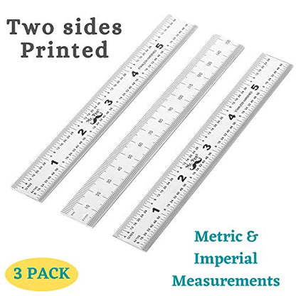 Mr. Pen- Machinist Ruler, 3 Pack, 6 Inch, Stainless Steel Metric & Imperial | Precision Measuring Tool, 1/64, 1/32 Graduation for Engineering, Carpentry, Drafting, Office, School - style: 6 inch, 3 Pack