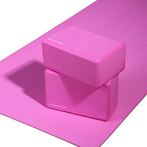Fitvids Set of 2 High Density Yoga Blocks, 9"x6"x4" Each - color: Pink