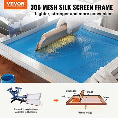 VEVOR Screen Printing Kit, 6 Pieces Aluminum Silk Screen Printing Frames, 20x24inch Silk Screen Printing Frame with 305 Count Mesh, High Tension Nylon Mesh and Sealing Tape for T-Shirts DIY Printing | For T-Shirts DIY, 20 x 24 inch Frame, Easy to Clean, A
