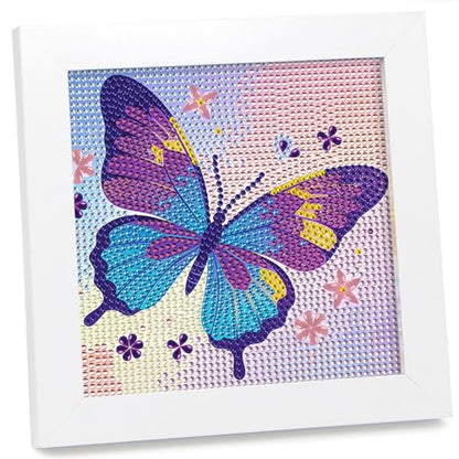geesfayan Diamond Art Kits for Kids,6 Inch DIY Gem Art Painting with 7 Inch Frame, Complete Starter Kit for Beginners, Creative Arts & Crafts Gift for Girls & Boys (Butterfly) - color: Butterfly
