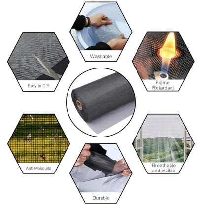 36 in x 50 ft Fiberglasss Window Screen Mesh,Replacement Screen Roll High Visibility Durable Screens,Easy to DIY Repair or Rescreen for House Windows,Patio,Porch,Sliding Door - size: 36inch*50ft