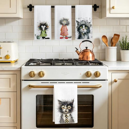 4 Pcs Funny Cat Kitchen Towels, Cute Cats Gifts Reusable Hand Towels-08 - color: Multi 1625