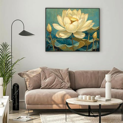 Natuyalo Paint by Numbers for Adults - DIY Adult Paint by Number Kits Painting on Canvas Lotus Painting by Numbers for Beginners, Plant Art Craft Kits for Adults (16x20 Inch) - color: ART-08
