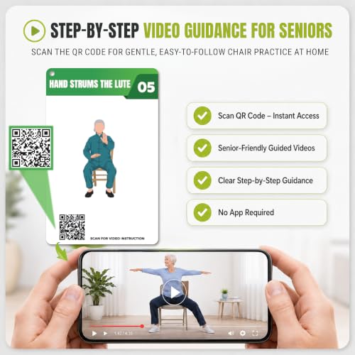 POCAZONE Chair Tai Chi for Seniors Over 60, 46 Exercise Cards & Video Guide - color: Chair Tai Chi