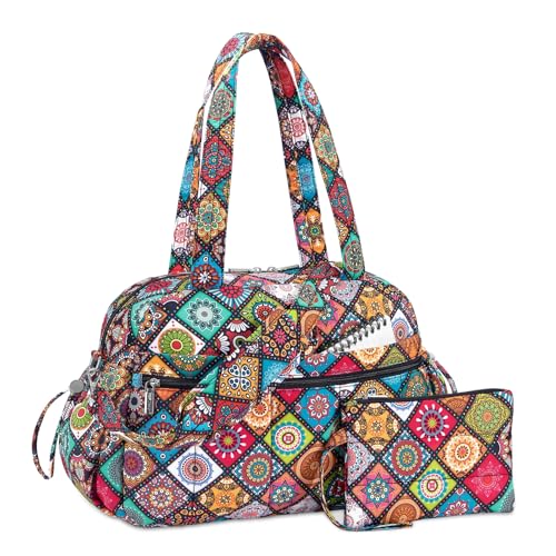 TOPDesign Travel Duffel Bag for Women, Puffer Gym Bag Sports Tote with Wet Pocket, Carry On Weekender with Luggage Sleeve (Yoga) - color: Yoga