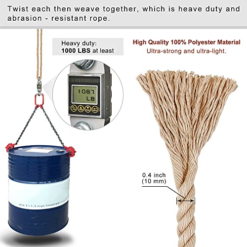 SELEWARE 5ft Tree Swing Rope, Adjustable Hammock Straps Hanging Kit - color: Beige - 2 Pack, size: 5ft