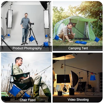 Jerify 12 Packs Photography Weight Bags Photo Studio Filled Weight Bag Empty Heavy Sandbag Set for Photography Tripod Stand Light Stand Sports Outdoor Photo Video Studio Boom Brackets (Blue) - color: Blue