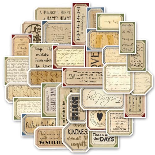 Bomichi 94 Pcs Vintage Label Stickers, Retro Tag Aesthetic Stickers for Scrapbooking Junk Journal Bullet Journal Collage Diary DIY Crafts - style: lable-3