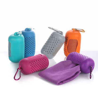 1 PC Quick Dry Camping Towel with Pocket for Gym Travel Outdoor Sweat Absorbing Microfiber Cloth Silicone Case Cover Compact Yoga Training Machine Washable (Purple) - color: Purple