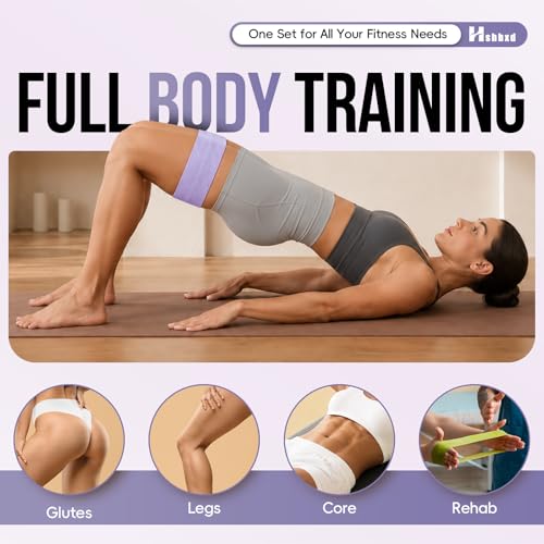 Fabric Resistance Band Set with Exercise Guide, 3 Levels for Hip and Glute - color: Morandi Colors - green, purple, pink