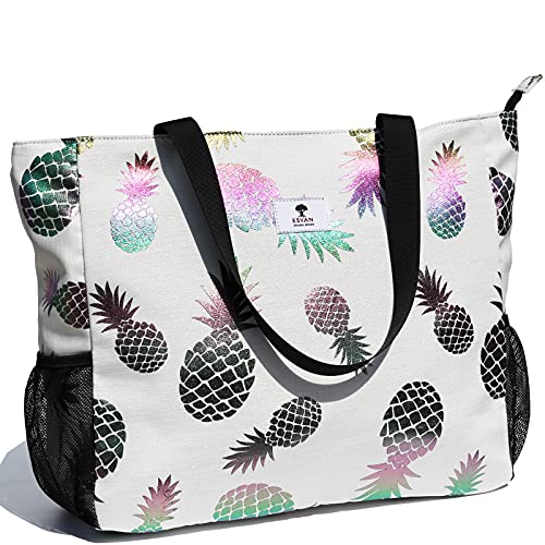 ESVAN LARGE BEACH BAG Water Resistant Lightweight 20 inch Women Oversize Tote Bag for Gym Beach Travel Pool Yoga Nurse - color: A4