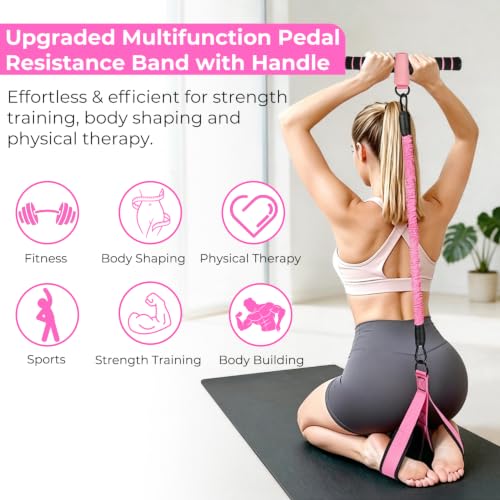 Upgraded Pedal Resistance Band with Handle | 3 x 35 Lbs Resistance Bands for Core, Arm, Legs, Waist, Body Strength