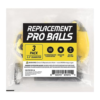 Impresa 3-Pack Spike Ball Replacement Balls - Compatible with Spikeball, Spikeball Pro Set - 3.5-Inch Yellow Inflatable Replacements & Hand Pump - Enhanced Grip & Consistent Bounce