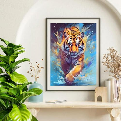 TOCARE Tiger Paint by Numbers Kit for Adults, Adult Paint by Number Tiger Canvas,Adults’ Paint-by-Number Kits Animal 16x20inch - color: TC-OPC-20