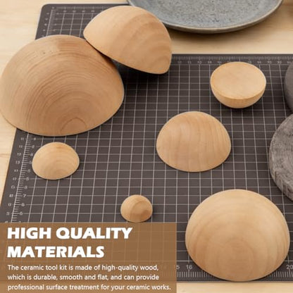 8 Pcs Half Round Pottery Tools Set, 8 Sizes Wooden Hemisphere Ceramic Top Tool, Pottery Plate Press Tool Clay Tools for Making Ceramic Bowls and Plates
